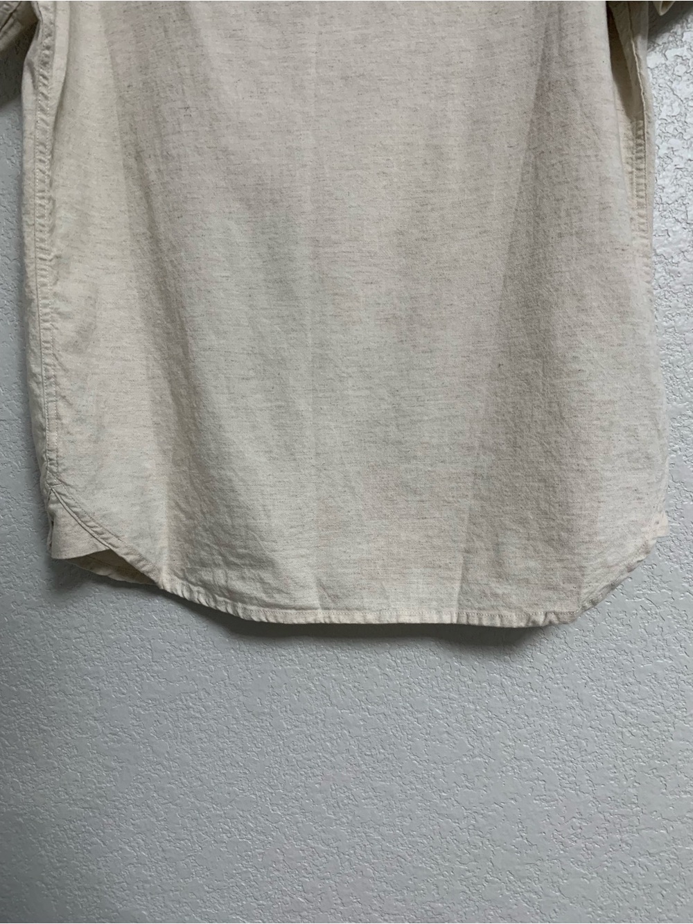 Taylor Stitch Shirt Mens 40/M Western Short Sleeve Pearl Snap Cotton Linen Beige - Picture 10 of 12